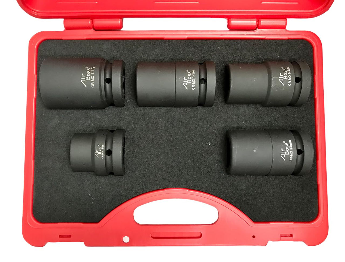 AIRBOSS SK0063-S 1" Drive Impact Socket Set — 5 pc, CR-MO, Deep Hex product image 1