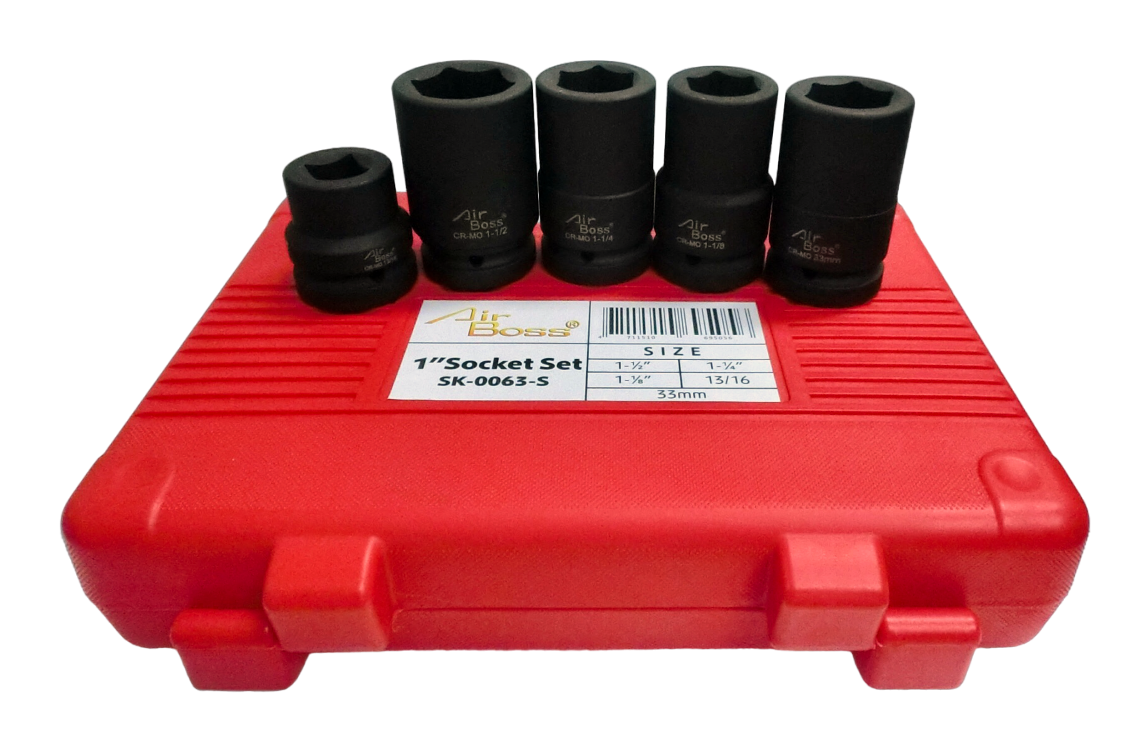 AIRBOSS SK0063-S 1" Drive Impact Socket Set — 5 pc, CR-MO, Deep Hex